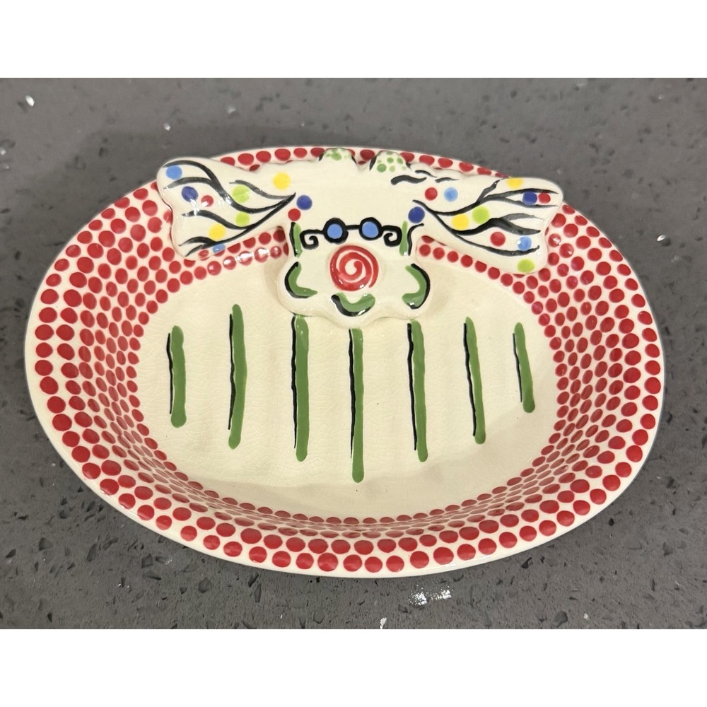 Mandy M Bagwell Simply Christmas‎ Caffco Soap Dish Reindeer Polka Dot Red White